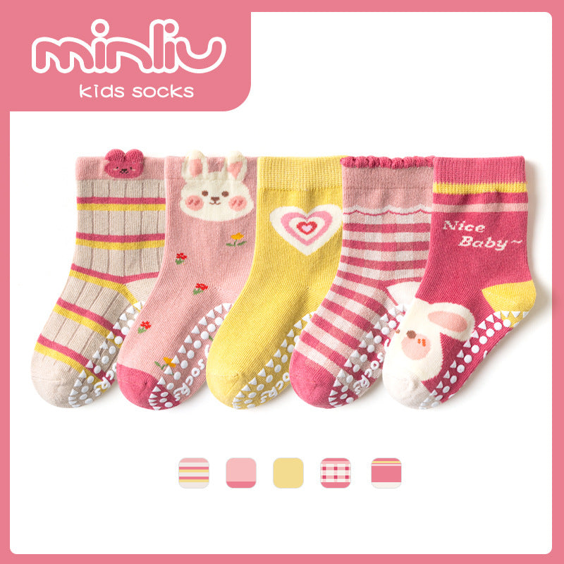 Children's socks floor socks 1-12 years old middle and large children's cotton socks non-slip（10 pairs per pack）