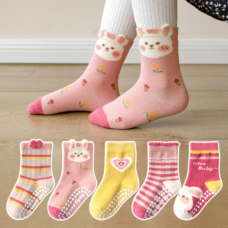 Children's socks floor socks 1-12 years old middle and large children's cotton socks non-slip（10 pairs per pack）