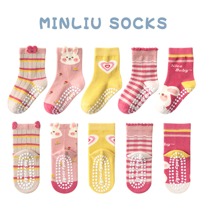 Children's socks floor socks 1-12 years old middle and large children's cotton socks non-slip（10 pairs per pack）