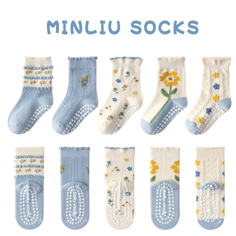 Children's socks floor socks 1-12 years old middle and large children's cotton socks non-slip（10 pairs per pack）