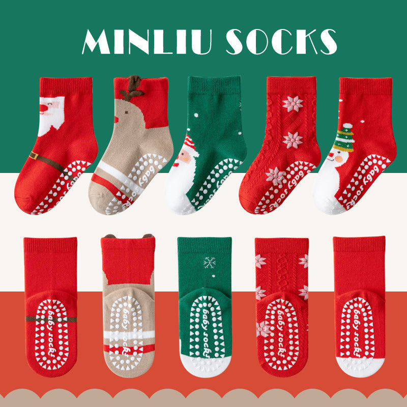 Children's socks floor socks 1-12 years old middle and large children's cotton socks non-slip（10 pairs per pack）