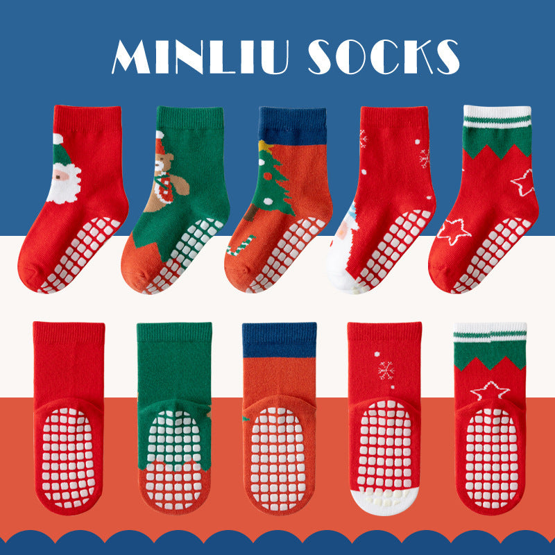 Children's socks floor socks 1-12 years old middle and large children's cotton socks non-slip（10 pairs per pack）