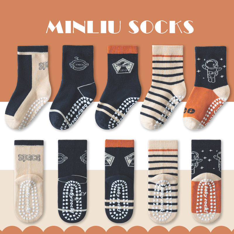 Children's socks floor socks 1-12 years old middle and large children's cotton socks non-slip（10 pairs per pack）