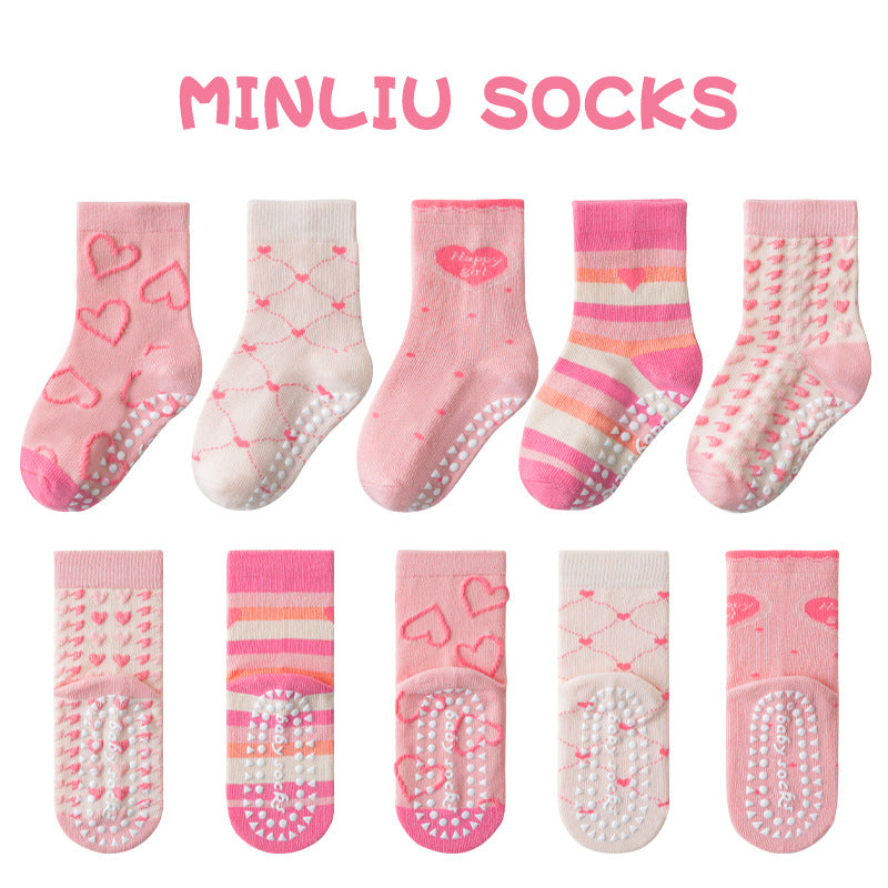 Children's socks floor socks 1-12 years old middle and large children's cotton socks non-slip（10 pairs per pack）