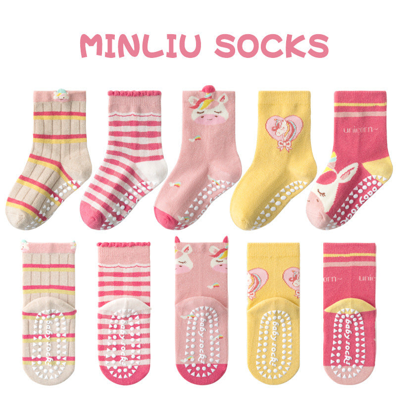Children's socks floor socks 1-12 years old middle and large children's cotton socks non-slip（10 pairs per pack）