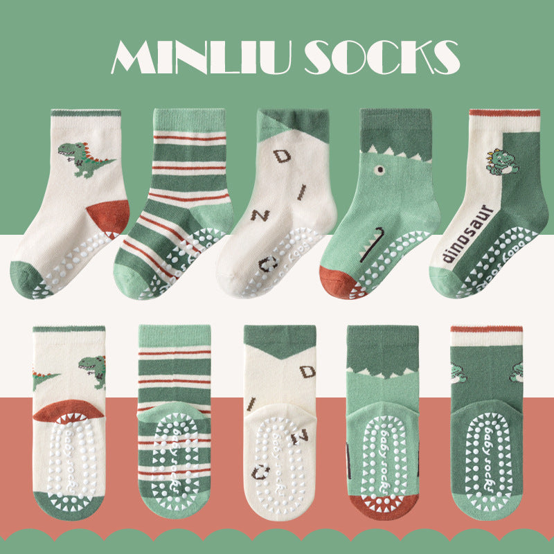Children's socks floor socks 1-12 years old middle and large children's cotton socks non-slip（10 pairs per pack）