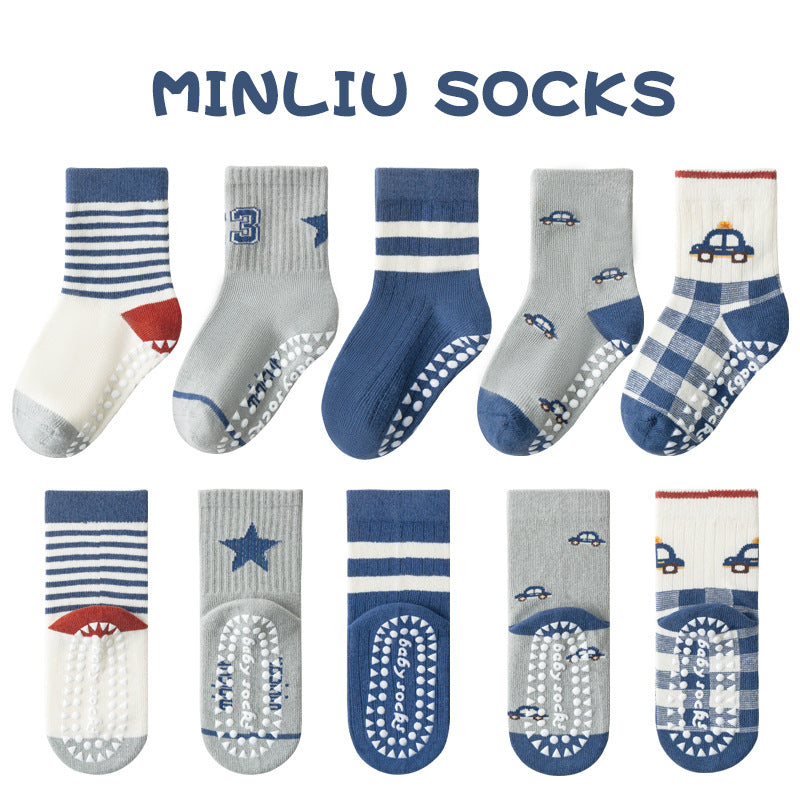 Children's socks floor socks 1-12 years old middle and large children's cotton socks non-slip（10 pairs per pack）