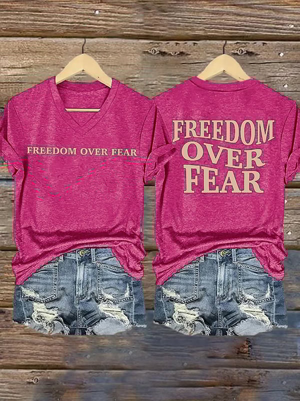 Women's  Freedom over fear Printed  Casual T-shirt
