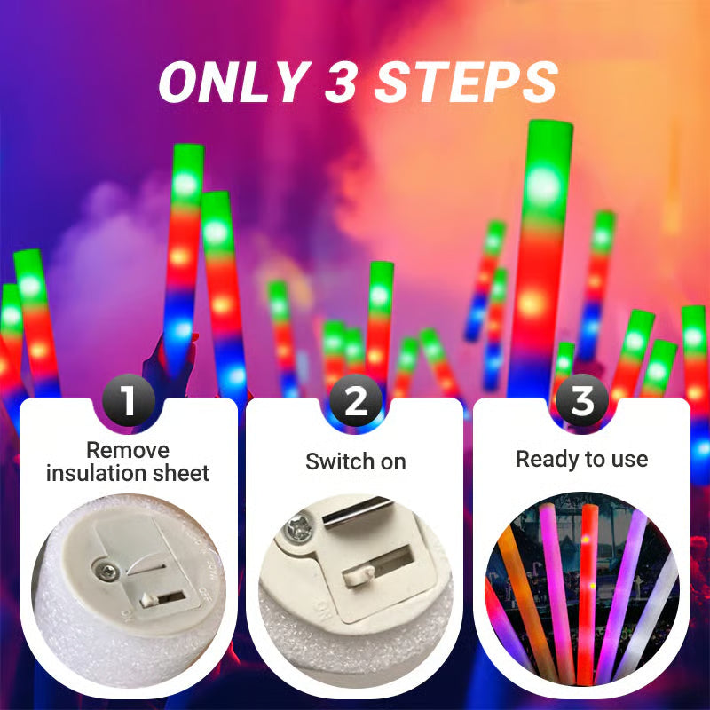 Vibrant LED Foam Glow Sticks