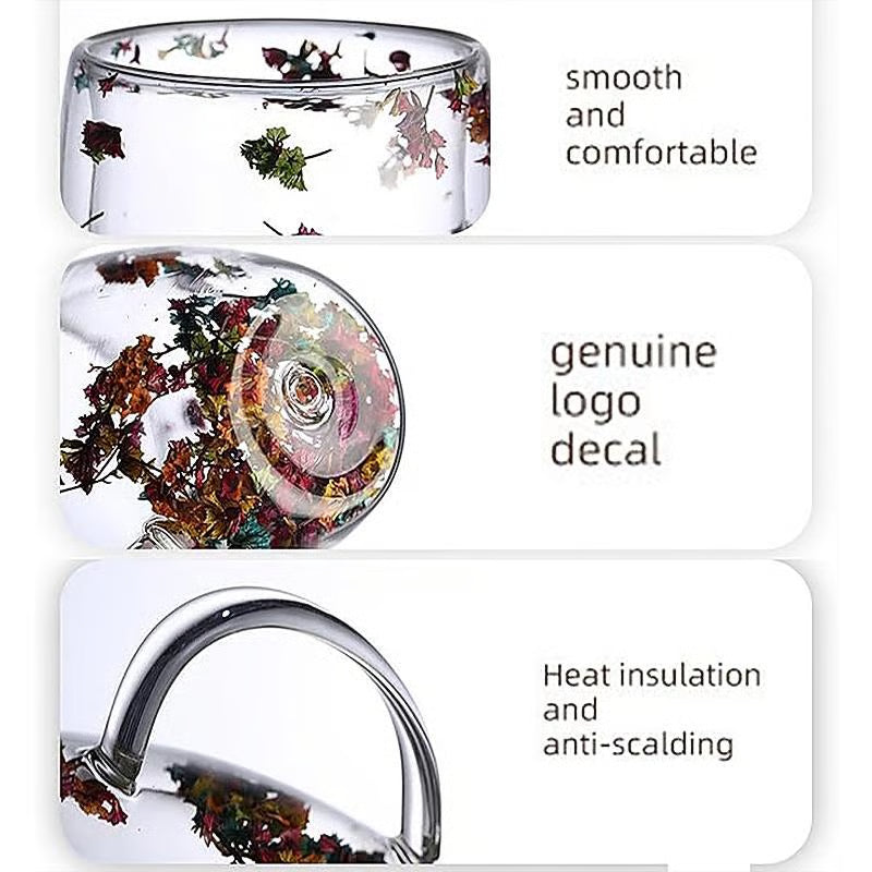 🎅Christmas Pre Sale 🎄🌸Transparent Double Glass Flower Tea Cup