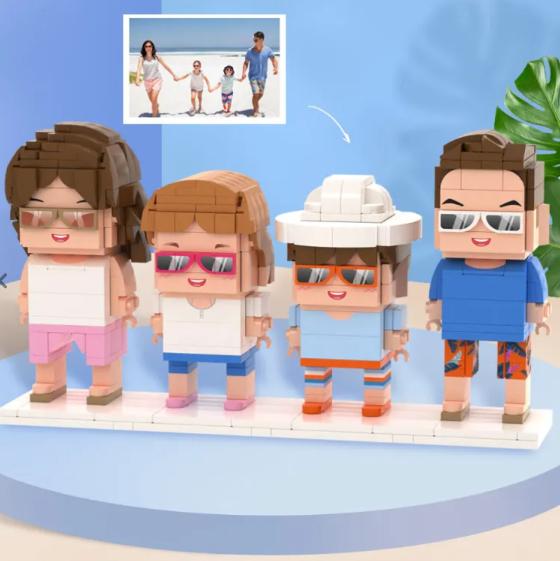 Valentine's Day Gifts Full Body Customizable 1-4 People Custom Brick Figures Small Particle Block