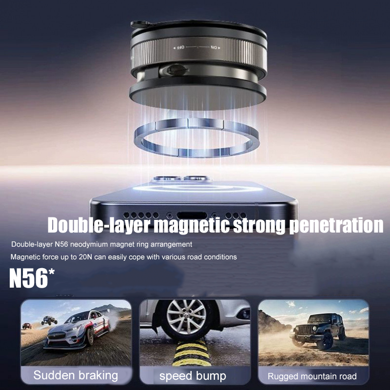 Magnetic mobile phone holder foldable, lifting and rotating multifunctional vacuum adsorption car holder