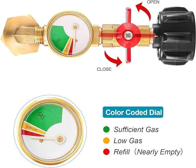 Gear-Globe®🔥LAST DAY 50% OFF - Top-Rated Propane Refill Elbow Adapter (With Tank Gauge) M3