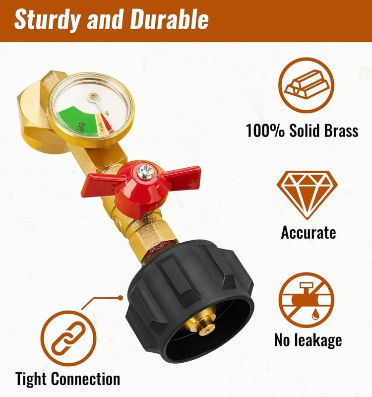 Gear-Globe®🔥LAST DAY 50% OFF - Top-Rated Propane Refill Elbow Adapter (With Tank Gauge) M3