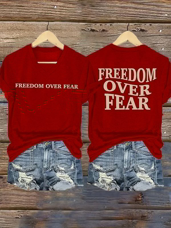 Women's  Freedom over fear Printed  Casual T-shirt