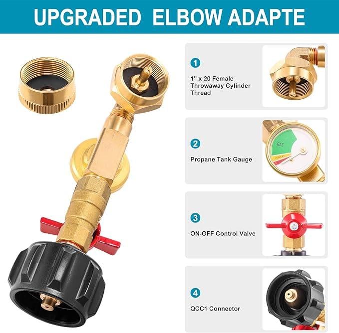 Gear-Globe®🔥LAST DAY 50% OFF - Top-Rated Propane Refill Elbow Adapter (With Tank Gauge) M3