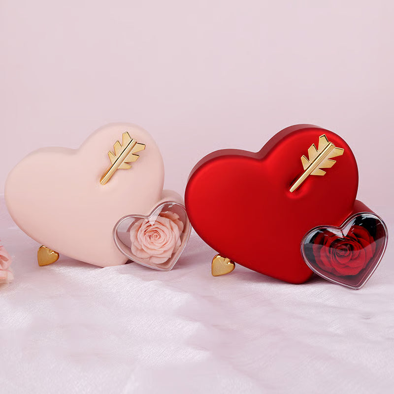Heart Jewelry Box with Eternal Rose