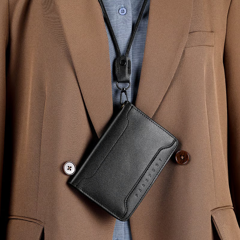 Cowhide multifunctional wallet passport bag travel ticket storage passport holder