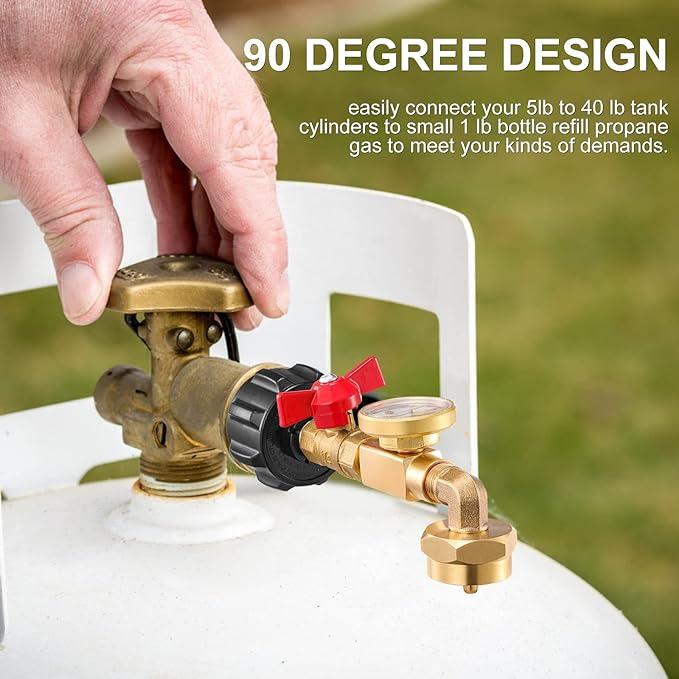 Gear-Globe®🔥LAST DAY 50% OFF - Top-Rated Propane Refill Elbow Adapter (With Tank Gauge) M3