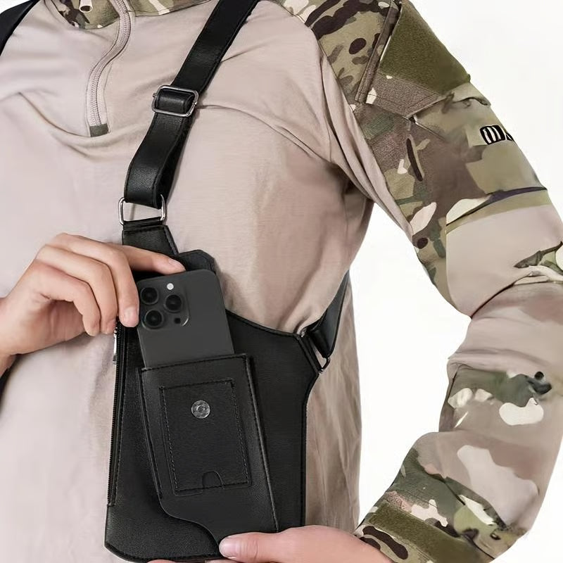Adjustable Underarm Shoulder Bag for Men and Women - Anti-theft Hidden Storage for Cell Phones and Other Hunting and Outdoor Gear, Premium Leather. Crossbody Fanny Pack Lightweight Pockets