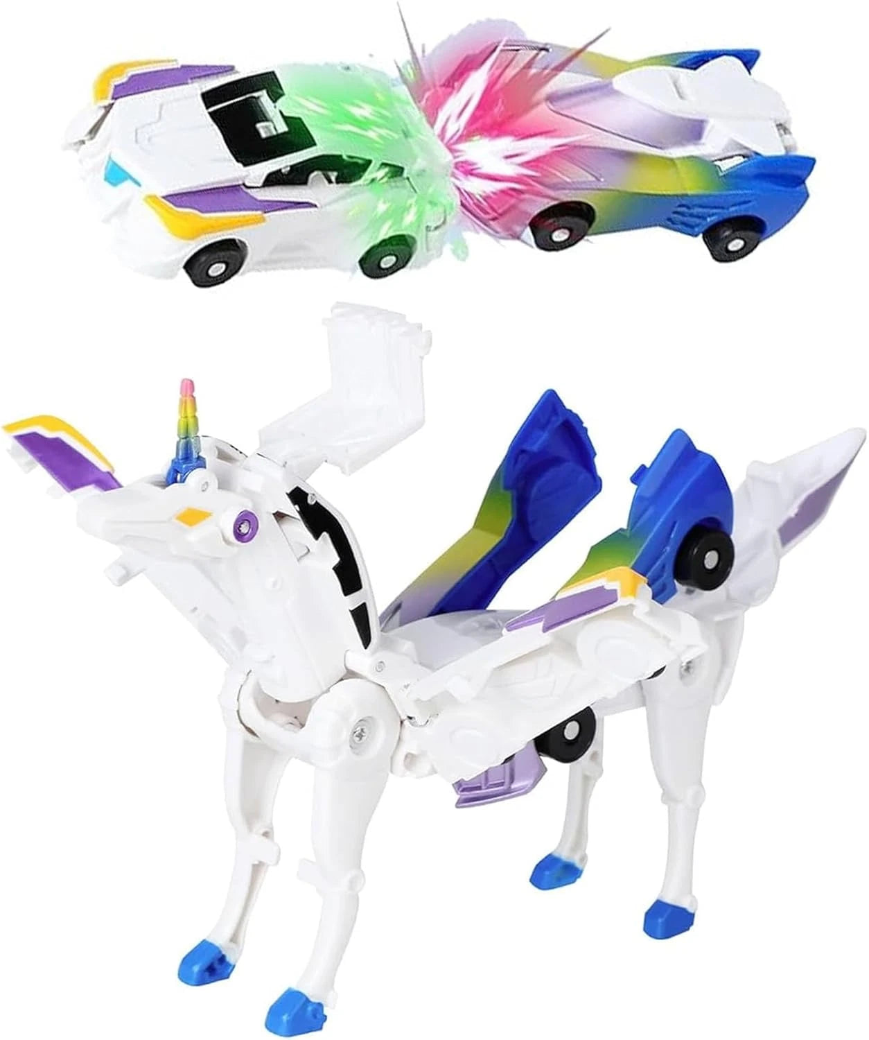 Transforming Unicorn Car Toy Pegasus Unicorn Magnetic Impact Deformation Car