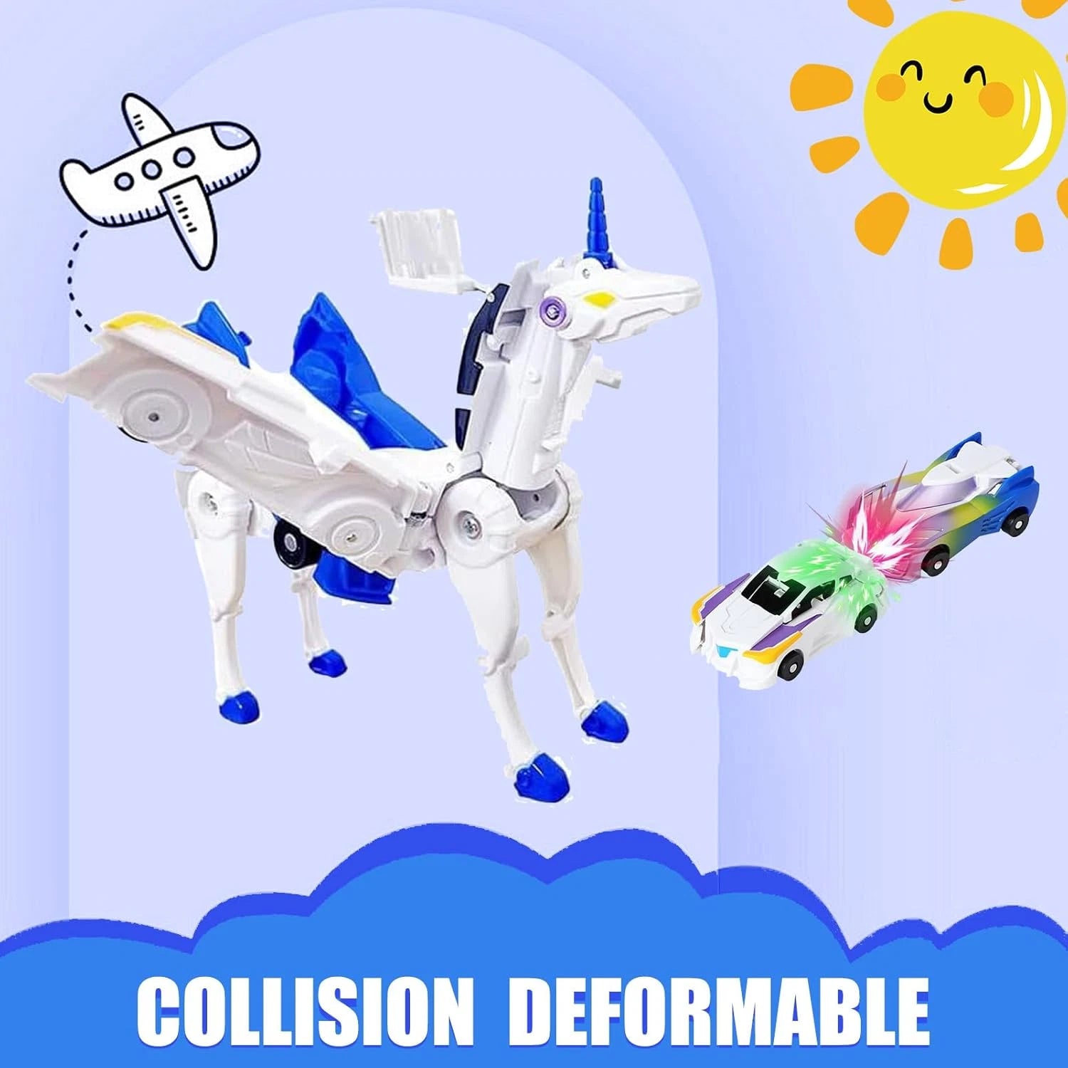 Transforming Unicorn Car Toy Pegasus Unicorn Magnetic Impact Deformation Car