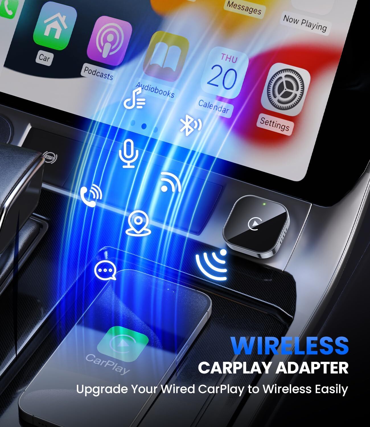 Wireless CarPlay Adapter 2025 for Wired CarPlay Cars – Plug & Play iPhone
